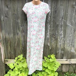 LRL Sz 6P Ivory Floral Silk Maxi Dress Modest